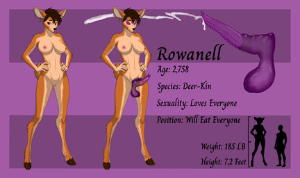 animal_genitalia animal_penis anthro bodily_fluids cloven_hooves female female_anthro genitals glowing glowing_eyes glowing_genitalia glowing_penis gynomorph hands_on_hips hooves intersex nude nude_anthro nude_female penis piercing rowanell solo text unusual_anatomy unusual_genitalia unusual_penis vore vore_implied jiplie animal_humanoid deer humanoid mammal mammal_humanoid absurd_res english_text hi_res model_sheet