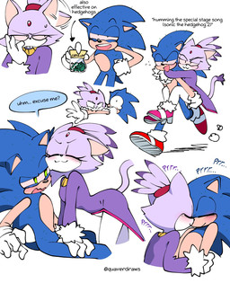 4_fingers acting_like_a_cat animal_behavior anthro black_nose blue_quills blush catnip clothed clothed_anthro clothed_female clothing countershade_face countershade_torso countershading dialogue dipstick_tail directional_arrow drugged drugs duo female female_anthro fingers fully_clothed fully_clothed_anthro fully_clothed_female gloves green_eyes handwear humor male male_anthro markings mostly_nude_anthro mostly_nude_male pupils purring rubbing_face substance_intoxication tail tail_markings text white_clothing white_gloves white_handwear yellow_eyes quavernsfw sega sonic_the_hedgehog_(series) blaze_the_cat sonic_the_hedgehog domestic_cat eulipotyphlan felid feline felis hedgehog mammal artist_name comic english_text hi_res