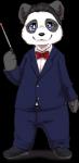 anthro black_hair blue_eyes bow_(feature) bow_tie business_suit clothing footwear fur hair looking_at_viewer male multicolored_body multicolored_fur shoes solo suit two_tone_body two_tone_fur maruyama_(artist) tenshoku_safari cody_(tenshoku_safari) bear giant_panda mammal alpha_channel official_art