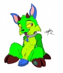 critter female flower hooves plant pose simple_background solo tattoo white_background c0nnerc00n neopets bovid caprine ixi_(neopets) mammal neopet_(species) digital_media_(artwork)