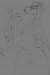 2018 anthro bat big_breasts bottomwear breasts carrying_another clothed clothing duo dusk_(tabuley) equid equine female fully_clothed grey_background greyscale headgear headwear horse jewelry lua_(pixelsketcher) mammal megabat monochrome necklace nun shirt shorts simple_background size_difference sketch tabuley topwear