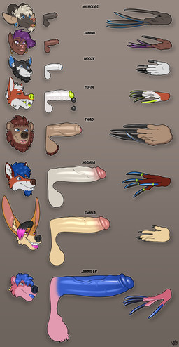 ambiguous_gender anthro ball_tuft balls beads beard big_balls big_penis black_body black_fur black_nose black_penis blue_eyes blue_hair blue_lips blue_penis brown_body brown_fur brown_hair brown_penis chart cheek_tuft claws disembodied_hand disembodied_head disembodied_penis ear_piercing ear_ring eyewear facial_hair facial_markings facial_piercing facial_tuft fangs foreskin fur gauged_ear genitals glasses green_eyes green_nose group gynomorph hair head_markings highlights_(coloring) humanoid_genitalia humanoid_penis hyper_claws intersex lip_piercing lip_ring lips long_claws looking_aside male markings orange_body orange_fur painted_claws partially_retracted_foreskin penetration penis penis_chart piercing pink_body pink_eyes pink_fur pink_lips purple_eyes purple_hair ring_piercing sex_toy sex_toy_in_urethra sex_toy_insertion simple_background small_penis smile teeth text tuft urethral urethral_bulge urethral_penetration vein veiny_penis white_body white_fur longblueclaw penis_lineup emilia_(longblueclaw) janine_(longblueclaw) jennifer_(longblueclaw) joshua_(longblueclaw) longblueclaw_(character) nicholas_(longblueclaw) thad_(longblueclaw) zofia_(longblueclaw) bat bear bovid canid canine canis caprine fox goat mammal wolf absurd_res hi_res signature
