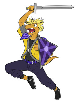 action_pose anthro clothed clothing fully_clothed holding_melee_weapon holding_object holding_sword holding_weapon jumping male melee_weapon open_mouth pose shield simple_background solo sword tail weapon white_background fuze mythology dusty_thunderclaw dragon mythological_creature mythological_scalie scalie 3:4 hi_res