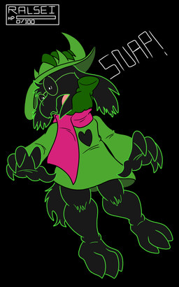 3_toes 5_fingers anthro black_body black_fur bottomless cloak clothed clothing death disembodied_hand eyewear feet feral fingers fur game_over gameplay_mechanics glasses gui hat headgear headwear health_bar killing long_ears male male_death neck_snap open_mouth robe scarf simple_background solo toes tuft why-isnt-he-moving deltarune undertale_(series) icarus_aresane ralsei bovid caprine darkner goat mammal 5:8 hi_res