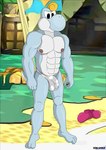 anthro balls beach clothing feet footwear genitals male muscular muscular_anthro muscular_male nipples outside penis shoes solo underwear white_body ciel-wolf mario_bros nintendo paper_mario paper_mario:_the_thousand_year_door the_great_gonzales_jr dinosaur prehistoric_species reptile scalie white_yoshi yoshi