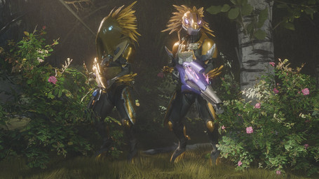 anthro arm_feathers arm_tuft beam_rifle blue_eyes camo digitigrade duo energy_weapon feather_hair feathered_crest feathers female forest forest_background full_armor glowing glowing_eyes grass grey_body grey_scales gun head_crest holding_gun holding_object holding_ranged_weapon holding_weapon knife nature nature_background needle_rifle pink_eyes plant plasma_pistol pseudo_hair ranged_weapon scabbard scales standing tree tuft weapon yellow_body yellow_feathers synca pickle_juice_(modeler) halo_(series) microsoft xbox_game_studios syn_wit syn_yot alien avian kig-yar scalie t'vaoan 16:9 3d_(artwork) colored digital_media_(artwork) hi_res widescreen sibling_(lore) sister_(lore) sisters_(lore)