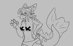 anthro breasts butt clothed clothing female fingers hair looking_at_viewer simple_background solo tail underwear atlaspaws catfish dragon_fish fish marine redtail_catfish 2024 digital_drawing_(artwork) digital_media_(artwork) hi_res sketch