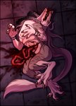 anthro blood blood_in_mouth bodily_fluids braided_hair claws death disembowelment gore guts hair intestines organs pawpads pigtails snuff solo spasm tail toe_claws twin_braids ulna_moon sergal hi_res