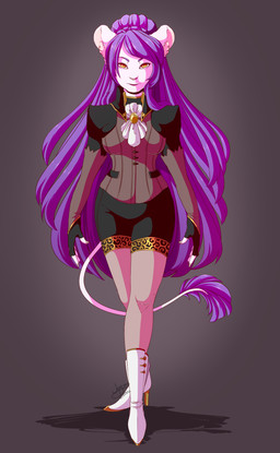 accessory anthro biped black_background clothing female fingerless_gloves footwear front_view fur garter gloves grey_body grey_fur hair handwear high_heels looking_at_viewer plantigrade purple_hair shadow shoes simple_background solo standing tail tail_tuft tuft white_body white_fur year yellow_eyes vanillamilk felid lion mammal pantherine 2013 hi_res signature