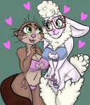 anthro big_glasses blue_bra blue_clothing blue_panties blue_underwear bovid bra breasts caprine cat_ear_panties cat_keyhole_bra cat_lingerie cleavage cleavage_cutout clothed clothing cutout dawn_bellwether disney domestic_sheep duo eye_contact eyewear female frilly frilly_bra frilly_clothing frilly_underwear fur glasses green_eyes heart_symbol hi_res keyhole_bra keyhole_clothing keyhole_underwear lingerie lontra looking_at_another mammal mooshmouse mrs._otterton mustelid navel north_american_river_otter open_mouth otter panties pink_bra pink_clothing pink_panties pink_underwear purple_bra purple_clothing purple_panties purple_underwear river_otter sheep side-tie_panties simple_background skimpy smile training_bra underwear underwear_only wool_(fur) zootopia