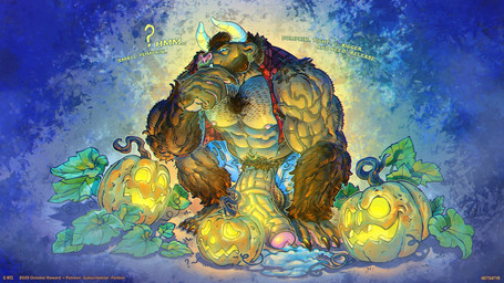 abs accessory anthro balls beard bearded biceps big_balls big_muscles big_penis bodily_fluids body_hair chest_hair claws clothed clothing cum cum_drip cum_on_ground dripping ear_piercing ear_ring ejaculation elemental_manipulation erection facial_hair facial_piercing finger_claws flexing_muscles food fruit fur genital_fluids genitals gesture glowing glowing_eyes hair halloween_decoration halloween_themed hand_gesture holidays horn huge_balls huge_muscles huge_penis humanoid_genitalia humanoid_penis hyper hyper_muscles jack-o'-lantern leaf leaking leaking_cum leaking_penis leaking_precum lumberjack male medial_ring muscular muscular_anthro muscular_male navel navel_piercing nipple_piercing nipples nose_piercing nose_ring nude nude_anthro nude_male outside pecs penile penis piercing plant plant_manipulation precum pubes pumpkin ring_piercing simple_background smile solo text thinking thinking_pose toe_claws topwear tusks vein veiny_arms veiny_penis work_clothes hotsatyr halloween mythology bovid bovine cattle hybrid mammal mythological_creature werebovine werecreature 2025 digital_media_(artwork) english_text hi_res