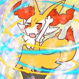 ambiguous_anthro ambiguous_gender anthro biped blush cute_fangs fangs flat_chested food looking_at_viewer object_in_tail open_:3 open_mouth open_smile raised_arms shrimp_(food) smile snout solo standing tail teeth three-quarter_view annyui0611 nintendo pokemon braixen canid generation_6_pokemon mammal pokemon_(species) 1:1 2022 digital_drawing_(artwork) digital_media_(artwork) hi_res japanese_description translated_description