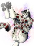 anthro balls curled_tail feet femboy foot_focus foreskin genitals legs_up male paws penis penis_tuck solo tail tyrartist umbrose felid mammal pantherine snow_leopard 3:4 absurd_res hi_res