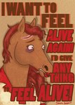 anthro brown_mane feels female lipstick makeup mane sad scar solo text dogs-in-a-trenchcoat bojack_horseman netflix honey_sugarman equid equine horse mammal english_text