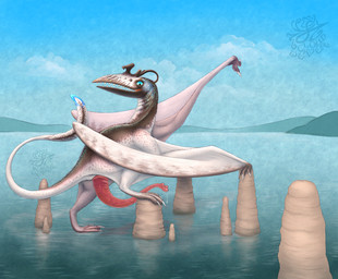 3_toes beak big_penis blue_eyes bodily_fluids brown_body brown_feathers cloacal_penis cloud feathers feet feral genital_fluids genitals iridescent_feathers looking_at_viewer male markings membrane_(anatomy) membranous_wings multicolored_body nature open_mouth penis precum precum_string presenting presenting_penis rock solo spots spotted_body tapering_penis teeth toes toothed_beak two_tone_body water white_body white_feathers wings cloudweaver_(artist) prehistoric_species pterosaur reptile scalie hi_res signature