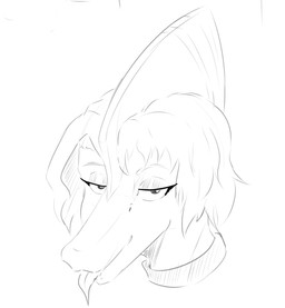 anthro blep collar frill_(anatomy) front_view hair half-closed_eyes looking_at_viewer male markings narrowed_eyes seductive short_hair simple_background smile solo striped_markings stripes tongue tongue_out white_background badfidhell goodbye_volcano_high ko_op_(game_developer) naser_(gvh) prehistoric_species pterosaur reptile scalie greyscale headshot_portrait monochrome portrait shaded sketch