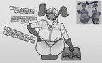 angry antennae_(anatomy) anthro big_breasts breasts clothing crop_top exoskeleton eyebrows eyelashes female fingers front_view grey_background hand_on_hip hat headgear headwear holding_bag leaning leaning_forward looking_at_viewer multicolored_body name_tag open_mouth panties pockets profanity pupils shirt simple_background solo standing talking_to_viewer teeth text thick_thighs topwear two_tone_body underwear wide_hips zacharysmith pizza_bee_(xexeezy) arthropod bee hymenopteran insect 2024 digital_media_(artwork) e621_post_recursion english_text greyscale hi_res monochrome portrait reference_image three-quarter_portrait