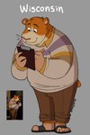 anthro bottomwear clothing humanoid_hands male pants shirt simple_background slightly_chubby solo topwear nardodraws tails_noir wisconsin_(tails_noir) cricetid hamster mammal rodent 2023 absurd_res hi_res