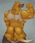 anthro backsack balls biceps butt fur genitals male markings muscular muscular_anthro muscular_male nipples pecs solo spots spotted_body spotted_fur fleshformomo animal_crossing nintendo kyle_(animal_crossing) canid canine canis hyena mammal wolf hi_res