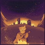 acoustic_guitar anthro border breasts campfire eyes_closed female fire fur guitar hair holding_guitar holding_musical_instrument holding_object musical_instrument night orange_body orange_ears orange_fur orange_hair outside plucked_string_instrument purple_border sky slightly_chubby solo star starry_sky string_instrument conditional_dnp welwraith mania_(welwraith) domestic_cat felid feline felis mammal 1:1 2023 digital_drawing_(artwork) digital_media_(artwork) orange_theme