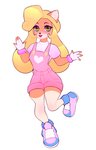 anthro blonde_hair clothing female gloves green_eyes hair handwear happy legwear looking_at_viewer shirt smile smiling_at_viewer solo stockings t-shirt topwear yasuokakitsune activision crash_bandicoot_(series) coco_bandicoot absurd_res hi_res