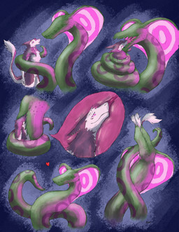anthro coiling coiling_around_body duo eye_contact feral feral_pred fur glowing glowing_eyes half-closed_eyes hypnosis hypnotic_eyes imminent_vore internal looking_at_another male mind_control narrowed_eyes neck_bulge nude open_mouth oral_vore piercing plant plant_pred restrained ringed_eyes simple_background size_difference smile snake_hood soft_vore swallowing tail vore sqwkr elemental_creature flora_fauna reptile scalie sergal snake absurd_res digital_media_(artwork) hi_res huge_filesize sequence