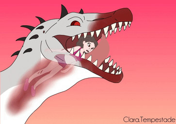 duo fatal_vore female female_human feral male male/female oral_vore unwilling_prey vore shinystarnsfw dinosaur human mammal prehistoric_species reptile saurischian scalie spinosaurid spinosaurus theropod animated