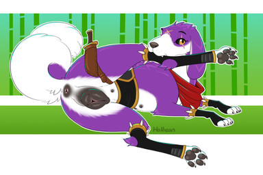 anatomically_correct anatomically_correct_anus anatomically_correct_genitalia anatomically_correct_vulva animal_genitalia animal_vulva anus black_anus black_nose black_pawpads black_vulva butt canine_genitalia canine_vulva claws clothing eye_scar eyebrows eyelashes facial_scar feet female female_feral feral fur genitals in_heat kerchief knife knife_sheath leg_in_mouth legwear looking_at_viewer lying multi_nipple multicolored_anus multicolored_vulva nipples on_side pawpads paws pink_anus pink_vulva presenting presenting_anus presenting_hindquarters presenting_vulva purple_body purple_fur raised_tail red_kerchief scar sheathed_knife solo spread_legs spreading tail text toes two_tone_anus two_tone_vulva vulva white_body white_fur y_anus yellow_eyes halbean capcom monster_hunter setsuna canid canine canis canyne mammal palamute 2022 digital_media_(artwork) english_text hi_res signature