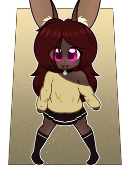 anthro big_ears big_eyes bottomwear clothed clothing collar crossdressing femboy looking_at_viewer male skirt solo teeth young eebeestoof kassbb_(character) lagomorph leporid mammal rabbit 3:4 absurd_res hi_res