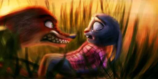 angry anthro bared_teeth duo female feral feralized male night_howlers predator/prey scared scared_eyes scene_reference teary_eyes teeth noxility disney zootopia judy_hopps nick_wilde canid canine european_rabbit fox lagomorph leporid mammal oryctolagus rabbit red_fox true_fox hi_res redraw