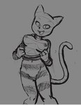 anthro clothing female flashing flashing_breasts grey_background looking_at_viewer open_mouth simple_background solo unknown_artist adventure_time cartoon_network me-mow domestic_cat felid feline felis mammal