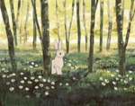 ambiguous_gender ears_up feral flower forest fur grass plant quadruped solo tree white_body white_fur rt0no lagomorph leporid mammal rabbit 2022 hi_res