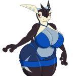 1:1 2016 alternate_color amphibian anthro anthrofied big_breasts bikini black_body black_skin blue_body blue_skin bra breasts cleavage clothed clothing curvy_figure fan_character female generation_6_pokemon greninja half-closed_eyes hikaru_shio huge_breasts lunis1992 mature_anthro mature_female narrowed_eyes navel nightgown nintendo non-mammal_breasts pokemon pokemon_(species) pokemorph red_eyes simple_background skimpy smile solo swimwear thick_thighs translucent translucent_clothing two-piece_swimsuit underwear voluptuous white_background wide_hips