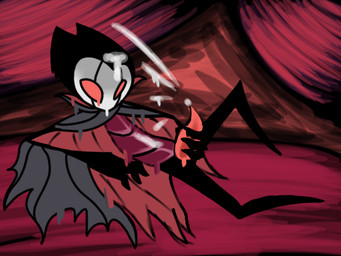 bodily_fluids cum cum_drip cum_on_face cumshot dripping ejaculation genital_fluids genitals humanoid_genitalia humanoid_penis male penis red_body red_eyes solo tentacles detrefle13 hollow_knight_(franchise) team_cherry grimm_(hollow_knight) arthropod humanoid insect lepidopteran moth 4:3