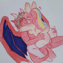 2_horns 4_fingers anthro arm_around_neck balls bangs bent_arm bent_leg big_butt black_eyebrows black_hair blonde_hair blue_eyes blue_hair blue_wings blush blush_lines bodily_fluids breasts butt clothing cum cum_in_vagina cum_inside duo eyebrow_through_hair eyebrows eyelashes female female_anthro fingers fur genital_fluids genitals hair heart_symbol holding_butt horn interspecies kiss_on_lips kissing legwear legwear_only long_ears long_hair male male/female male_anthro medium_breasts membrane_(anatomy) membranous_wings mostly_nude motion_lines multicolored_hair nipples no_pupils nude nude_anthro nude_female nude_male outline penetration penile penile_penetration penis penis_in_vagina pink_clothing pink_hair pink_legwear pink_nipples pink_nose pink_thigh_highs pointy_ears red_balls red_outline red_penis red_tail scut_tail short_hair short_tail simple_background smile smiling_at_another tail tan_body tan_fur tan_tail thigh_highs thigh_highs_only translucent translucent_hair vaginal vaginal_penetration vulva white_background white_horn wings yellow_eyes suzeart mythology bunny_(suzeart) pyron dragon lagomorph leporid mammal mythological_creature mythological_scalie rabbit scalie winged_dragon 2024 colored_pencil_(artwork) english_description hi_res marker_(artwork) traditional_media_(artwork)