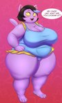 anthro barefoot belly big_breasts black_hair blue_highlights blush breasts chest_tuft cleavage clothed clothing curvy_figure dialogue ear_piercing ear_ring eyelashes fangs feet female fur hair hands_on_hips highlights_(coloring) huge_breasts huge_hips huge_thighs looking_at_viewer love_handles open_mouth open_smile overalls overalls_only overweight overweight_anthro overweight_female piercing purple_body purple_fur ring_piercing sharp_teeth shirtless short_hair smile solo speech_bubble standing teeth text thick_thighs tight_clothing tight_overalls tongue tuft voluptuous whiskers wide_hips yellow_sclera huwon undertale undertale_(series) catty_(undertale) domestic_cat felid feline felis mammal 2021 absurd_res english_text hi_res