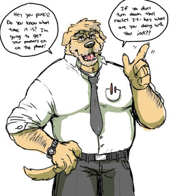 5_fingers accessory anthro arm_hair belt black_bottomwear black_clothing black_nose black_pants body_hair bottomwear clock clothed clothing collared_shirt dialogue dress_shirt eyebrows eyewear finger_wag fingers floppy_ears fully_clothed fur glasses grey_body grey_eyebrows grey_fur hand_on_hip imminent_rape imminent_sex looking_at_viewer male mature_anthro mature_male multicolored_body multicolored_fur necktie open_mouth pants pen pink_tongue shirt simple_background solo speech_bubble tail tan_body tan_fur tan_tail teeth text tongue topwear two_tone_body two_tone_fur watch white_background white_clothing white_shirt white_topwear wristwatch writing_utensil hyenaface canid canine canis domestic_dog mammal 2020 cel_shading english_text hi_res shaded