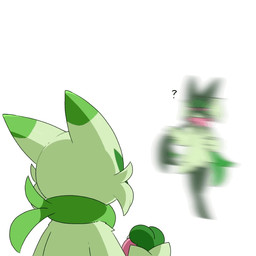 3_fingers ambiguous_gender anthro arm_tuft biped black_body black_claws black_fur black_legs claws dipstick_ears duo ear_markings facial_markings facial_tuft finger_claws fingers fur gloves_(marking) green_body green_fur green_markings handpaw head_markings holding_object leg_tuft markings motion_blur multicolored_body multicolored_ears multicolored_fur paws perspective pupils question_mark red_eyes simple_background small_tail tail tuft white_background white_claws wrist_tuft tontaro nintendo pokemon felid floragato generation_9_pokemon mammal meowscarada pokemon_(species) 1:1 2023 2d_animation animated animated_gif digital_media_(artwork) loop motion_tweening shaded short_playtime simple_shading