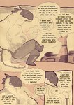 anthro belly big_belly comic dialogue dweller_(jagged) english_text fully_inside group hershel_dweller_(jagged) jagged male male/male monochrome oral_vore safe_vore sepia shirtless snatcher_(jagged) text trio unwilling_pred vore willing_prey