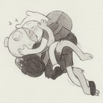 backpack blush bottomwear clothing duo footwear hat headgear headwear kiss_on_lips male male/male not_furry plant selfcest shirt shoes shorts square_crossover toony topwear lynxfurr adventure_time cartoon_network fern_(adventure_time) finn_the_human elemental_creature elemental_humanoid flora_fauna human humanoid mammal plant_humanoid graphite_(artwork) hi_res traditional_media_(artwork)