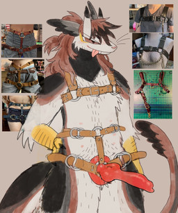 2_horns 6_nipples anthro avian_feet belly_hair belly_nipples black_body black_claws black_ears black_feathers black_fur black_hair black_neck black_tail_tip body_hair brown_body brown_eyes brown_feathers brown_hair brown_harness chest_hair claws dildo dipstick_horn dipstick_tail facial_hair fangs feathers feet fur grey_ears hair hand_on_hip hand_on_own_hip harness horn knot knotted_dildo male male_anthro markings mostly_nude multi_nipple multicolored_body multicolored_feathers multicolored_fur multicolored_hair multicolored_horn nipples photo photo_reference pink_nose real red_dildo sex_toy simple_background smile solo standing strapon tail tail_markings talons tan_background teeth toes tongue tongue_out two_tone_hair two_tone_horn whiskers birdpaw_(artist) mythology fursona_(birdpaw) dragon feathered_dragon feathered_scalie furred_dragon furred_scalie mythological_creature mythological_scalie scalie 2025 digital_media_(artwork) hi_res portrait three-quarter_portrait