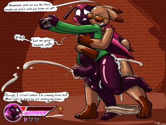 anal_orgasm anthro anthro_on_anthro anthro_penetrated anthro_penetrating anthro_penetrating_anthro balls big_balls big_penis blush bodily_fluids bottomwear bottomwear_around_one_leg bottomwear_down brick brick_wall brown_body brown_eyewear brown_fur brown_sunglasses butt camera clenched_teeth clothed clothing clothing_around_one_leg cum cum_drip cum_from_ass cum_in_ass cum_inside cum_on_butt cumshot dialogue dipstick_ears dominant dominant_anthro dominant_male dripping duo ear_markings ejaculation erection exoskeleton eyewear forced from_behind_position fur gameplay_mechanics genital_fluids genitals glans gloves_(marking) green_clothing green_hoodie green_topwear grin gui hands-free health_bar holding_camera holding_object hoodie humanoid_genitalia humanoid_penis interspecies leg_markings lust_bar male male/male male_penetrated male_penetrating male_penetrating_male markings multicolored_ears no_pupils on_one_leg open_clothing open_hoodie open_topwear orgasm pants pants_around_one_leg pants_down partially_clothed penetration penis pink_body pink_cheeks pink_clothing pink_exoskeleton pink_topwear pink_vest purple_balls purple_body purple_exoskeleton purple_glans purple_penis raised_arms rape sex smile smirk socks_(marking) speech_bubble standing standing_sex submissive submissive_anthro submissive_male sunglasses tan_body tan_fur teeth text throbbing throbbing_penis topwear vest wall_(structure) white_eyes felino bunny_lackey_(felino) oliver_(farflord) arthropod beetle cucujoid insect ladybug lagomorph leporid mammal rabbit 2026 english_text hi_res