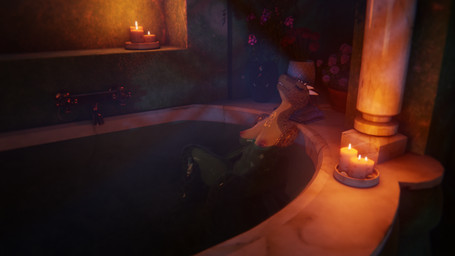 anthro bathing breasts candle eyes_closed female flower green_body looking_pleasured masturbation night nude partially_submerged penetration plant solo vaginal vaginal_masturbation vaginal_penetration water peresvet furromantic_(modeler) microsoft the_elder_scrolls argonian scalie 16:9 3d_(artwork) digital_media_(artwork) hi_res widescreen