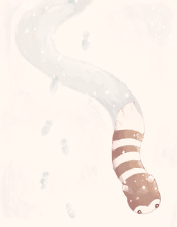 ambiguous_gender bird's-eye_view brown_body brown_fur ears_back feral footprint fur high-angle_view kemono outside pivoted_ears simple_background snow snow_on_fur solo tan_body tan_fur trail white_background mkt nintendo pokemon furret generation_2_pokemon pokemon_(species) 2024 digital_media_(artwork) hi_res shaded signature simple_shading