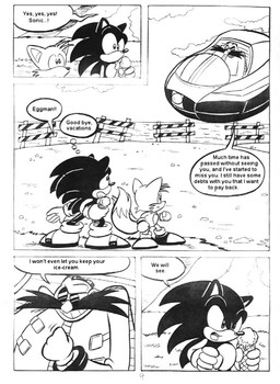 anthro beach cloud dessert dialogue food group ice_cream licking_ice_cream speech_bubble text thought_bubble trio ayamepso sega sonic_the_hedgehog_(series) dr._eggman miles_prower sonic_the_hedgehog canid canine eulipotyphlan fox hedgehog human mammal black_and_white comic english_text line_art monochrome