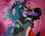 abstract_background cape clothing crown duo eye_contact female feral headgear heart_symbol horn insect_wings looking_at_another love male romantic romantic_ambiance romantic_couple simple_background smoking_eyes wings intelligent-zombie friendship_is_magic hasbro my_little_pony mythology king_sombra_(mlp) queen_chrysalis_(mlp) arthropod changeling equid equine mammal mythological_creature mythological_equine unicorn 2012 5:4