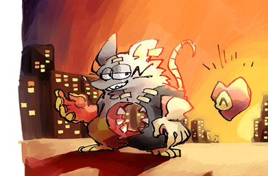 anthro chibi clothing digitigrade duo gloves handwear hole_(anatomy) male box_splat mad_rat_dead nippon_ichi_software heart_(mad_rat_dead) mad_rat_(mad_rat_dead) mammal murid murine rat rodent