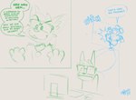 dialogue text toony doodledoggy dog-pool doodle_(doodledoggy) canid canine canis domestic_cat domestic_dog felid feline felis mammal toonkind comic english_text hi_res monochrome sketch