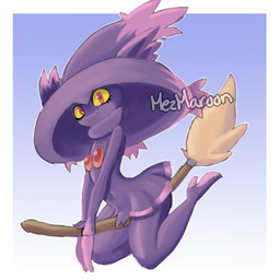 broom cleaning_tool female looking_at_viewer not_furry solo mezmaroon nintendo pokemon generation_4_pokemon ghost humanoid mismagius pokemon_(species) spirit 1:1 hi_res