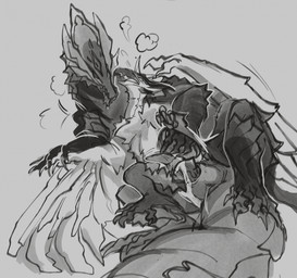 anal anal_penetration beak bodily_fluids breath claws cum cum_drip cum_in_ass cum_inside cum_overflow dominant dripping duo ejaculation erection eyelashes feathered_wings feathers feral from_behind_position fuzzy genital_fluids genitals grey_background hand_holding heart_symbol interspecies larger_dom looking_pleasured lying male male/male male_penetrated male_penetrating male_penetrating_male on_side open_mouth penetration penis plant scales sex simple_background size_difference smaller_penetrated tail tapering_penis tears teeth wings oko-buri creatures_of_sonaria roblox alien aolenus avian elemental_creature flora_fauna hygos 2025 hi_res monochrome sketch